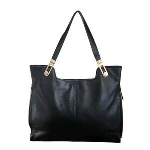 Vince Camuto Eliza Black Soft Pebbled Leather Tote Bag